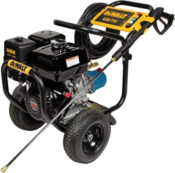 DeWALT - Gas, 11.7 hp, 4,200 psi, 4 GPM, Cold Water Pressure Washer - CAT Triplex, 50' x 3/8" Hose - Benchmark Tooling