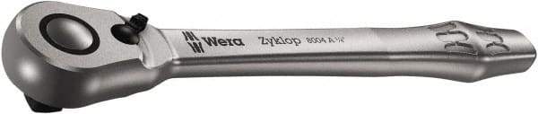 Wera - 1/4" Drive Slim Line Head Quick-Release Ratchet - Satin Finish, 141mm OAL, 76 Gear Teeth, Ergonomic Handle, Reversible Head - Benchmark Tooling