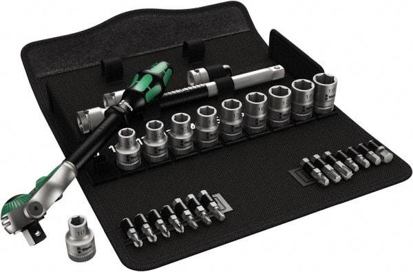 Wera - 28 Piece 1/2" Drive Standard Socket Set - 6 Points, 10 to 19mm, T20 to T40 Torx, Metric Measurement Standard - Benchmark Tooling