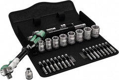 Wera - 29 Piece 3/8" Drive Standard Socket Set - 6 Points, 1/4 to 3/4", T15 to T40 Torx, Inch Measurement Standard - Benchmark Tooling