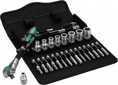 Wera - 28 Piece 1/4" Drive Standard Socket Set - 6 Points, 3/16 to 1/2", T10 to T40 Torx, Inch Measurement Standard - Benchmark Tooling