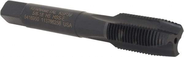 Kennametal - 5/8-18, 3 Flute, Oxide Finish, Vanadium High Speed Steel Spiral Point Tap - Plug Chamfer, Right Hand Thread, 3-13/16" OAL, 27.7mm Thread Length, 12.19mm Shank Diam, 2B Class of Fit, Series GOtap - Exact Industrial Supply