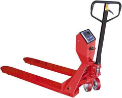 Vestil - 5,000 Lb Capacity, 7-1/2" Lift Scale Pallet Truck - 3" Min Lift Height, 48" Fork Length x 27-1/2" Fork Width, 28" Overall Width - Benchmark Tooling