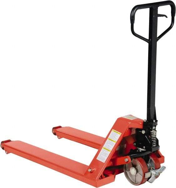 Vestil - 5,000 Lb Capacity, 6-1/2" Lift Wheel Nose Pallet Truck - 3-1/2" Min Lift Height, 38" Fork Length x 27" Fork Width, 27" Overall Width - Benchmark Tooling