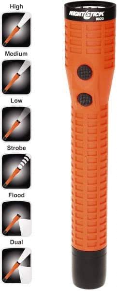 Bayco - LED Bulb, Industrial/Tactical Flashlight - Orange Polycarbonate Body, Integrated Batteries - Benchmark Tooling