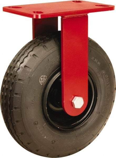 Hamilton - 8" Diam, Rubber Rigid Caster - 330 Lb Capacity, Top Plate Mount, 4-1/2" x 6-1/2" Plate, Sealed Precision Ball Bearing - Benchmark Tooling