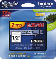 Brother - 1/2" Wide x 314.4" Long, Clear Plastic/Paper Tape Cassette - For Label Maker - Benchmark Tooling