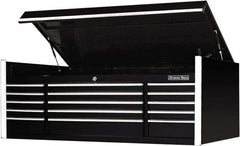 EXTREME TOOLS - 1 Compartment 15 Drawer Top Tool Chest - 72" Wide x 30" Deep x 26-1/4" High, Steel, Black - Benchmark Tooling