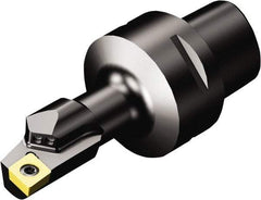 Sandvik Coromant - Right Hand Cut, Size C4, CCMT 3(2.5)2 Insert Compatiblity, Modular Turning & Profiling Cutting Unit Head - 13mm Ctr to Cutting Edge, 80mm Head Length, Through Coolant, Series CoroTurn 107 - Benchmark Tooling