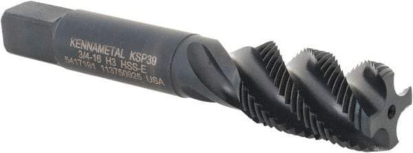 Kennametal - 3/4-16 4 Flute 3B Modified Bottoming Spiral Flute Tap - Vanadium High Speed Steel, Oxide Finish, 4-1/4" OAL, Right Hand Flute, Right Hand Thread, H3, Series GOtap\xAE - Benchmark Tooling