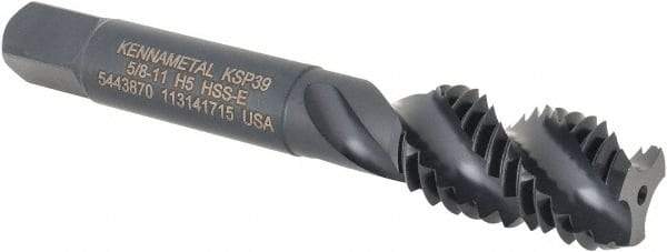 Kennametal - 5/8-11 3 Flute 2B Bottoming Spiral Flute Tap - Vanadium High Speed Steel, Oxide Finish, 3-13/16" OAL, Right Hand Flute, Right Hand Thread, H5, Series GOtap\xAE - Benchmark Tooling