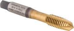 Kennametal - 3/8-16, 3 Flute, TiCN/TiN Finish, Vanadium High Speed Steel Spiral Point Tap - Plug Chamfer, Right Hand Thread, 2-15/16" OAL, 19.1mm Thread Length, 9.68mm Shank Diam, 3B Class of Fit, Series GOtap - Exact Industrial Supply