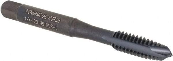 Kennametal - 1/4-20, 3 Flute, Oxide Finish, Vanadium High Speed Steel Spiral Point Tap - Plug Chamfer, Right Hand Thread, 2-1/2" OAL, 16mm Thread Length, 6.48mm Shank Diam, 2B Class of Fit, Series GOtap - Exact Industrial Supply