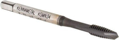 Kennametal - #8-32, 2 Flute, TiN/CrC/C Finish, Vanadium High Speed Steel Spiral Point Tap - Plug Chamfer, Right Hand Thread, 2-1/8" OAL, 9.7mm Thread Length, 4.27mm Shank Diam, 2B Class of Fit, Series GOtap - Exact Industrial Supply