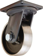 Hamilton - 10" Diam x 3" Wide x 13" OAH Top Plate Mount Swivel Caster - Forged Steel, 6,500 Lb Capacity, Tapered Roller Bearing, 8-1/2 x 8-1/2" Plate - Benchmark Tooling