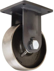 Hamilton - 10" Diam x 3" Wide x 13" OAH Top Plate Mount Rigid Caster - Forged Steel, 6,500 Lb Capacity, Tapered Roller Bearing, 8-1/2 x 8-1/2" Plate - Benchmark Tooling