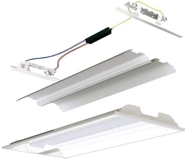 Cooper Lighting - 2 Lamp, 32 Watts, 2 x 2', Electronic Start Troffer Light Fixture Retrofit Kit - White Fluorescent Lamp - Benchmark Tooling