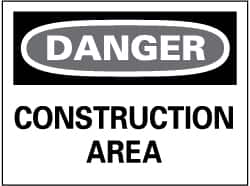 NMC - "Danger - Construction Area", 20" Long x 28" Wide, Rigid Plastic Safety Sign - Rectangle, 0.05" Thick, Use for Security & Admittance - Benchmark Tooling