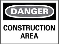 NMC - "Danger - Construction Area", 14" Long x 20" Wide, Rigid Plastic Safety Sign - Rectangle, 0.05" Thick, Use for Security & Admittance - Benchmark Tooling