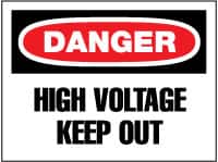 NMC - "Danger - High Voltage - Keep Out", 14" Long x 20" Wide, Aluminum Safety Sign - Rectangle, 0.04" Thick, Use for Accident Prevention - Benchmark Tooling