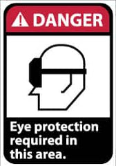 NMC - "Danger - Eye Protection Required in This Area", 14" Long x 10" Wide, Aluminum Safety Sign - Rectangle, 0.04" Thick, Use for Accident Prevention - Benchmark Tooling
