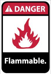 NMC - Danger - Flammable, Aluminum Fire Sign - 10" Wide x 14" High - Benchmark Tooling