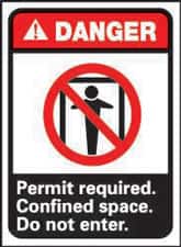 NMC - "Danger - Permit Required - Confined Space - Do Not Enter", 14" Long x 10" Wide, Rigid Plastic Safety Sign - Rectangle, 0.05" Thick, Use for Accident Prevention - Benchmark Tooling