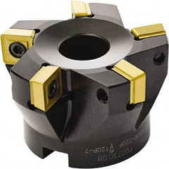 Seco - 80mm Cut Diam, 27mm Arbor Hole, 11mm Max Depth of Cut, 87° Indexable Chamfer & Angle Face Mill - 6 Inserts, SC.. 1206 Insert, Right Hand Cut, Through Coolant, Series R220.79 - Benchmark Tooling