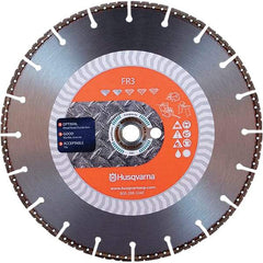 Husqvarna - 14" Diam, 25/32 & 1" Arbor Hole Diam, Continuous Edge Tooth Wet & Dry Cut Saw Blade - Diamond-Tipped, General Purpose Action, Standard Round Arbor - Benchmark Tooling