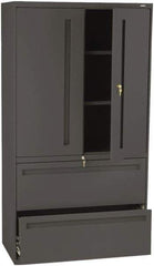 Hon - 36" Wide x 67" High x 19-1/4" Deep, 2 Drawer Lateral File with Lock - Steel, Charcoal - Benchmark Tooling