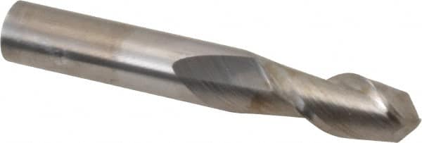 Accupro - 3/8" Diam, 7/8" LOC, 2 Flute Solid Carbide Ball End Mill - Uncoated, Single End, 2-1/2" OAL, 3/8" Shank Diam, Spiral Flute - Benchmark Tooling