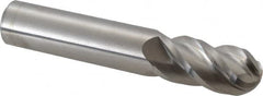 Accupro - 5/8" Diam, 1-1/4" LOC, 4 Flute Solid Carbide Ball End Mill - Uncoated, Single End, 3-1/2" OAL, 5/8" Shank Diam, Spiral Flute - Benchmark Tooling
