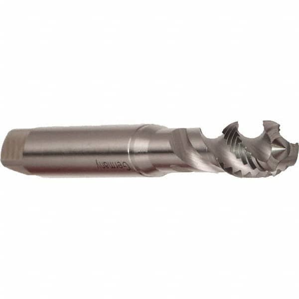 Emuge - M6x0.75 Metric Fine 3 Flute 6H Modified Bottoming Spiral Flute Tap - Cobalt, Bright Finish, 80mm OAL, Right Hand Flute, Right Hand Thread, Series Enorm - Exact Industrial Supply