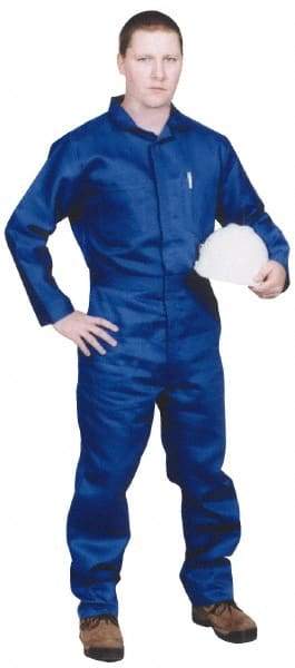 Stanco Safety Products - Size M, Royal Blue, Zipper, Arc Protection Coverall - 38 to 40" Chest, Indura, 7 Pockets, Elastic Waistband, Full Action Back, 2-Way Concealed Zipper - Benchmark Tooling