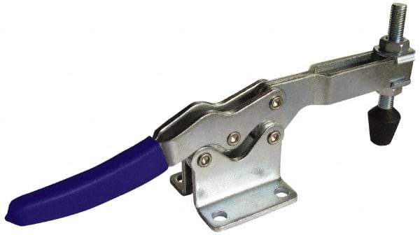 Gibraltar - 750 Lb Holding Capacity, Horizontal Handle, Manual Hold Down Toggle Clamp - 55° Handle Movement, 90° Bar Opening, U-Bar, Flanged Base, Carbon Steel - Benchmark Tooling