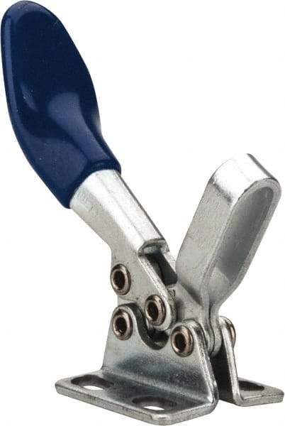 Gibraltar - 60 Lb Holding Capacity, Horizontal Handle, Manual Hold Down Toggle Clamp - 80° Handle Movement, 90° Bar Opening, U-Bar, Flanged Base, Carbon Steel - Benchmark Tooling