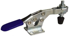 Gibraltar - 500 Lb Holding Capacity, Horizontal Handle, Manual Hold Down Toggle Clamp - 70° Handle Movement, 90° Bar Opening, U-Bar, Flanged Base, Carbon Steel - Benchmark Tooling