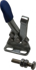 Gibraltar - 60 Lb Holding Capacity, Horizontal Handle, Manual Hold Down Toggle Clamp - 80° Handle Movement, 90° Bar Opening, Solid Bar, Right Flanged Base, Carbon Steel - Benchmark Tooling