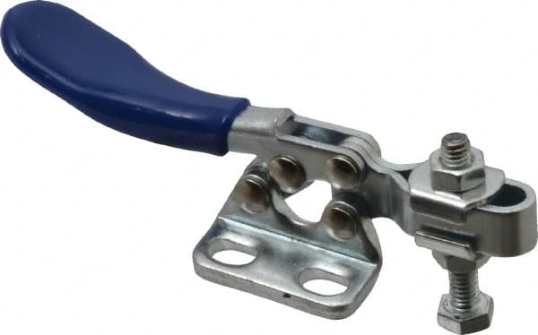 Gibraltar - 60 Lb Holding Capacity, Horizontal Handle, Manual Hold Down Toggle Clamp - 80° Handle Movement, 90° Bar Opening, U-Bar, Right Flanged Base, Carbon Steel - Benchmark Tooling