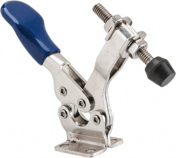 Gibraltar - 600 Lb Holding Capacity, Horizontal Handle, Manual Hold Down Toggle Clamp - 70° Handle Movement, 92° Bar Opening, U-Bar, Flanged Base, Electro-Plated Zinc, Stainless Steel - Benchmark Tooling