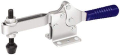 Gibraltar - 750 Lb Holding Capacity, Horizontal Handle, Manual Hold Down Toggle Clamp - 59° Handle Movement, 93° Bar Opening, U-Bar, Flanged Base, Electro-Plated Zinc, Carbon Steel - Benchmark Tooling