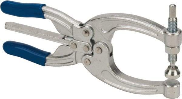 Gibraltar - 700 Lb Load Capacity, 2.72" Throat Depth, 8.5" OAL, Carbon Steel, C Style Plier Clamp - M10x1.5 Spindle, 4.1" Open Throat Height, Blue Handle - Benchmark Tooling