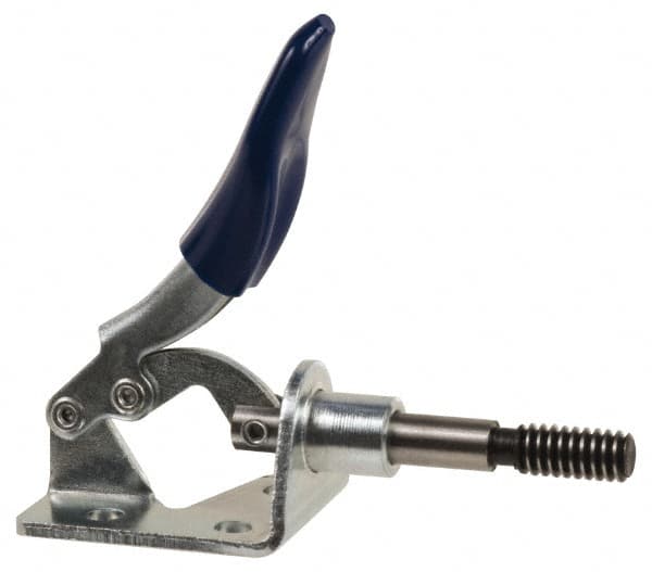 Gibraltar - 100 Lb Load Capacity, Flanged Base, Carbon Steel, Standard Straight Line Action Clamp - 3 Mounting Holes, 0.18" Mounting Hole Diam, 1/4" Plunger Diam, Thumb Handle - Benchmark Tooling