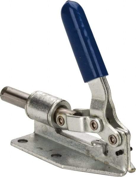 Gibraltar - 300 Lb Load Capacity, Flanged Base, Carbon Steel, Standard Straight Line Action Clamp - 0.2" Mounting Hole Diam, 1/2" Plunger Diam, Straight Handle - Benchmark Tooling