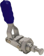 Gibraltar - 200 Lb Load Capacity, Threaded Base, Carbon Steel, Standard Straight Line Action Clamp - 0.38" Plunger Diam, Straight Handle - Benchmark Tooling