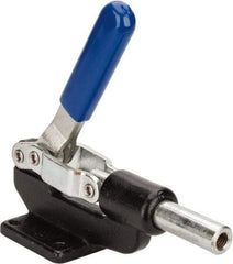 Gibraltar - 800 Lb Load Capacity, Flanged Base, Carbon Steel, Standard Straight Line Action Clamp - 4 Mounting Holes, 0.38" Mounting Hole Diam, 0.62" Plunger Diam, Whale Tail Handle - Benchmark Tooling