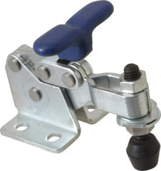 Gibraltar - 350 Lb Holding Capacity, Horizontal Handle, Manual Hold Down Toggle Clamp - 175° Handle Movement, 92° Bar Opening, U-Bar, Flanged Base, Carbon Steel - Benchmark Tooling