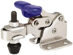 Gibraltar - 150 Lb Holding Capacity, Horizontal Handle, Manual Hold Down Toggle Clamp - 175° Handle Movement, 92° Bar Opening, U-Bar, Flanged Base, Stainless Steel - Benchmark Tooling