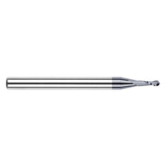 ‎0.045″ Dia. × 1/8″ Shank × 0.135″ DOC × 1-1/2″ OAL, Carbide AlTiN, Stub|Standard , 2 Flute, Ballnose End Mill - Exact Industrial Supply