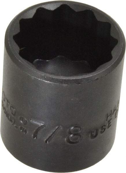Proto - 7/8", 3/8" Drive, Standard Hand Socket - 12 Points, 1-7/16" OAL, Alloy Steel, Black Finish - Benchmark Tooling